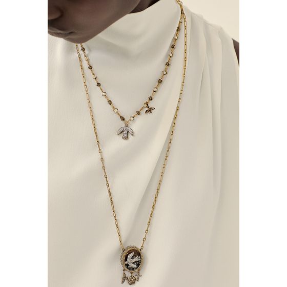 Colar Midi Espirito Santo Perolas Fe III Ouro Vintage